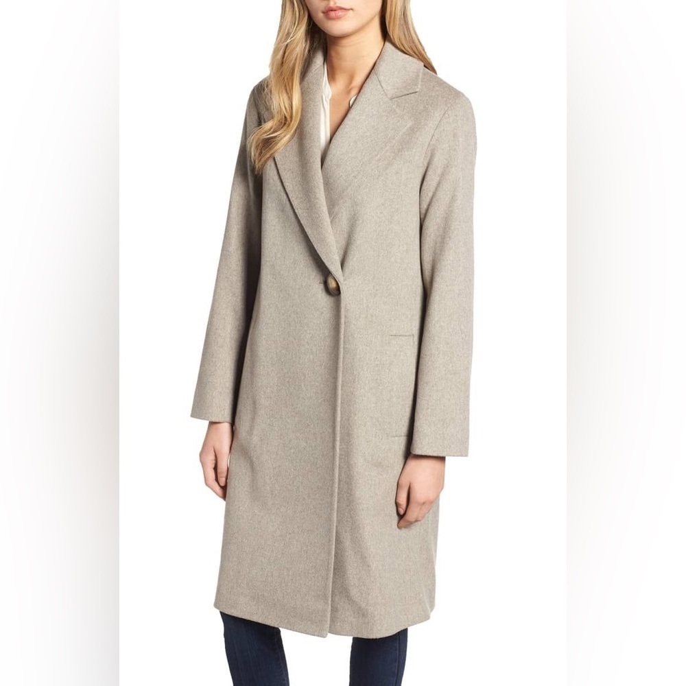 Fleurette Loro‎ Piana Wool One-Button Coat Light Beige 10